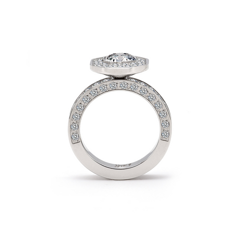 RG128W B.Tiff Aŭreolo II 1 ct Stainless Steel Cushion Cut Halo Engagement Ring