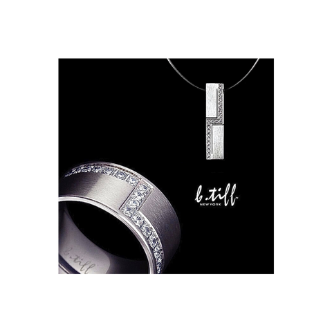 RG129W B.Tiff .02 ct Pave Cross Body Stainless Steel Ring