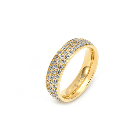 RG130G B.Tiff Three-Row Gold Plated Stainless Steel Eternity Ring