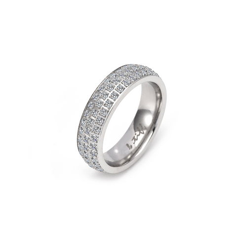 RG130W B.Tiff Three-Row Pave Stainless Steel Eternity Ring