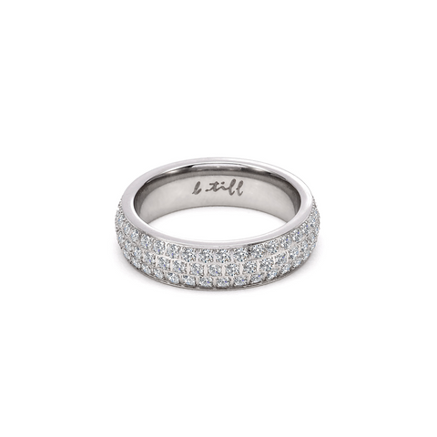 RG130W B.Tiff Three-Row Pave Stainless Steel Eternity Ring