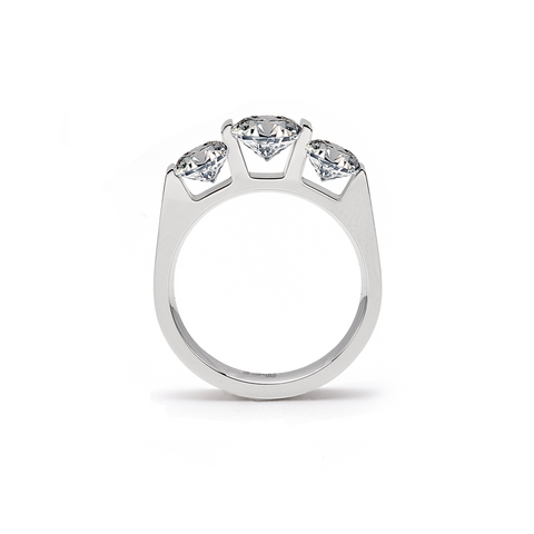 RG203W B.Tiff 3-Stone Cushion Cut Stainless Steel Engagement Ring
