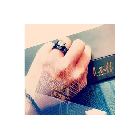 RG228B B.Tiff 2 ct Cushion Cut Black Anodized Stainless Steel Engagement Ring