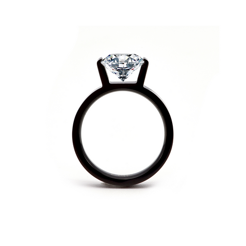 RG228B B.Tiff 2 ct Cushion Cut Black Anodized Stainless Steel Engagement Ring