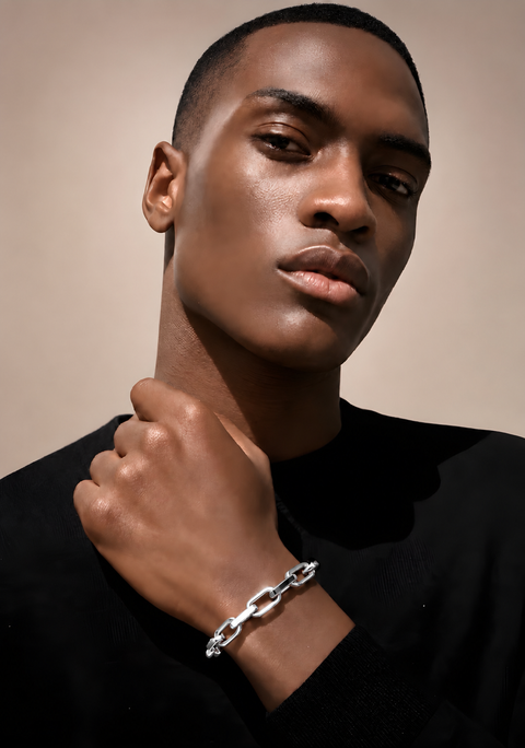 BG001W B.Tiff High Polish Edge Paperclip Link Bracelet