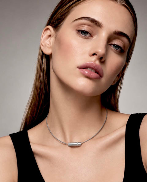 PT080W B.Tiff Pavé Rouleau Stainless Steel Pendant
