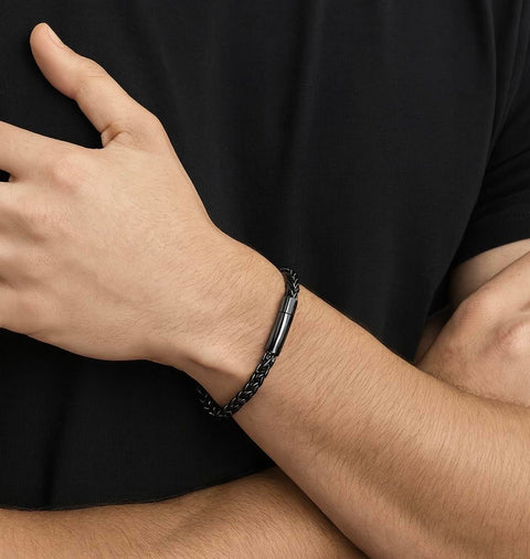 BG550GM B.Tiff Prince of Wales Gun Metal Stainless Steel Chain Bracelet