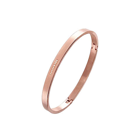 BG309RG B.Tiff 9-Stone Pave Rose Gold Plated Stainless Steel Bangle Bracelet