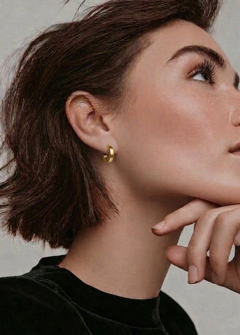 ER300G B.Tiff Hoop Gold Plated Stainless Steel Earrings