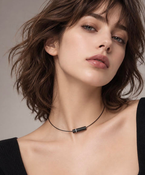 PT080B B.Tiff Black Anodized Pavé Rouleau Stainless Steel Pendant