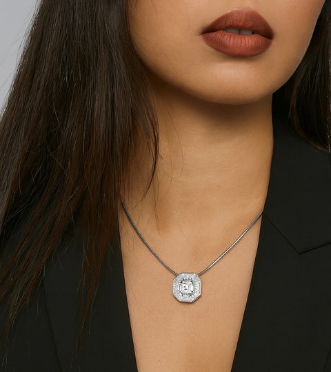 PT228W B.Tiff Hexagon Stainless Steel Pendant Necklace