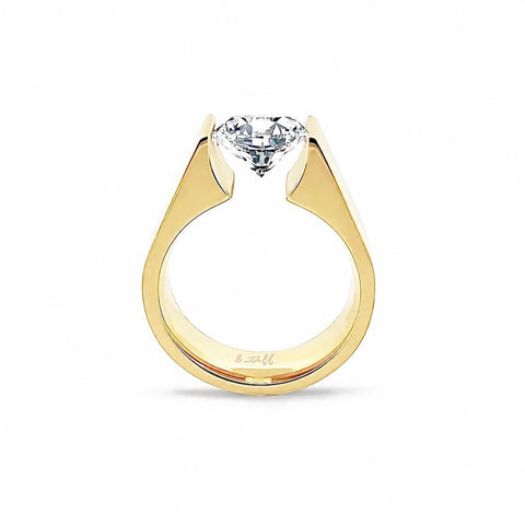 RG093G B.Tiff 2 ct Round Gold Plated Stainless Steel Solitaire Engagement Ring