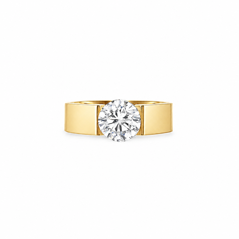 RG093G B.Tiff 2 ct Round Gold Plated Stainless Steel Solitaire Engagement Ring