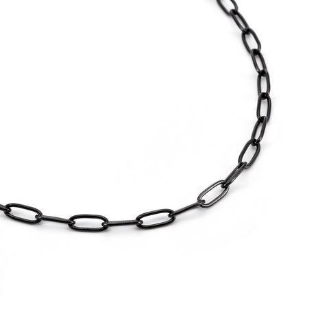 C400B B.Tiff Anodized Titanium Stainless Steel 2 Clasps Oval Paperclip Link Chain Necklace