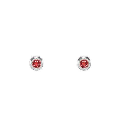 ER002WR B.Tiff Pavé Red Solitaire Stainless Steel Stud Earrings