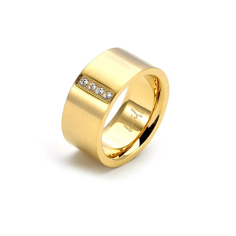 RG223G B.Tiff 4-Stone Wide Gold Plated Stainless Steel Ring