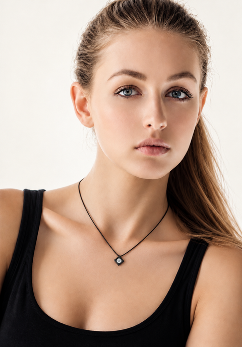 PT301B B.Tiff Black Cubi Pendant Necklace