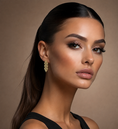 ER004G B.Tiff Ripple Gold Plated Stainless Steel Stud Earrings