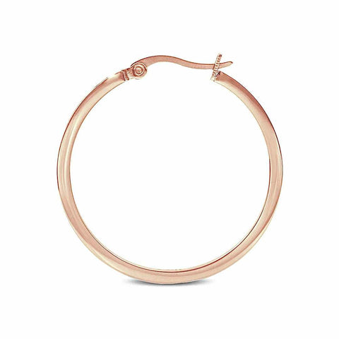 ER317RG B.Tiff Pave 58-Stone Classic Rose Gold Plated Stainless Steel Large Hoop Earrings
