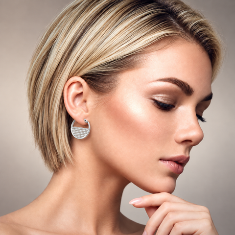 ER500W B.Tiff Pavé Lune Stainless Steel Earrings
