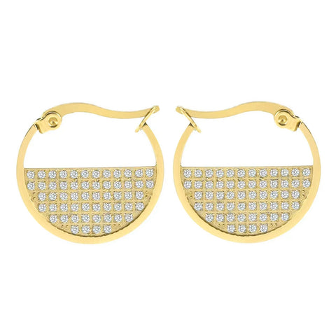 ER500G B.Tiff Gold Plated Pavé Lune Stainless Steel Earrings