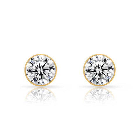 ER201G B.Tiff 2 ct Solitaire Gold Plated Stainless Steel Stud Earrings