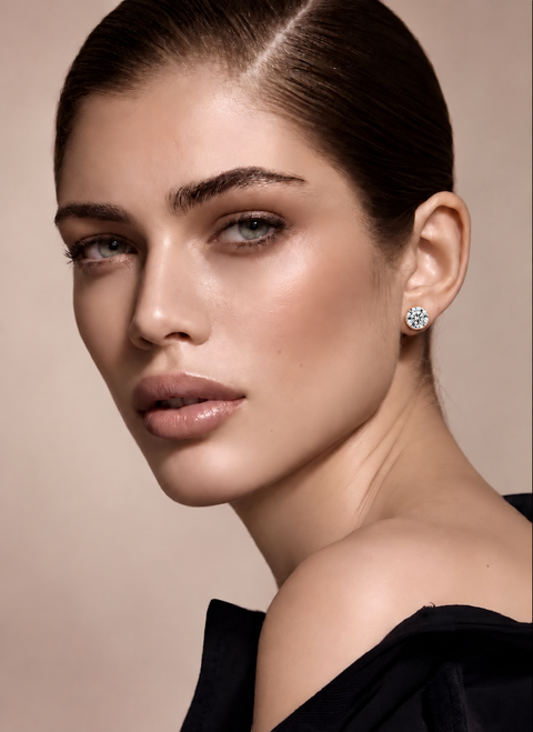 ER201RG B.Tiff 2 ct Solitaire Rose Gold Plated Stainless Steel Stud Earrings