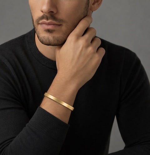 BG300G B.Tiff Simplicity Narrow Gold Plated Stainless Steel Bangle Bracelet