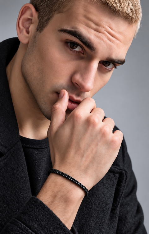 BG140B B.Tiff Black Anodized Franco Link Bracelet