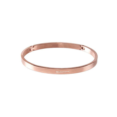 BG309RG B.Tiff 9-Stone Pave Rose Gold Plated Stainless Steel Bangle Bracelet
