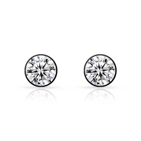 ER201B B.Tiff 2 ct Solitaire Black Anodized Stainless Steel Stud Earrings