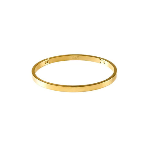 BG300G B.Tiff Simplicity Narrow Gold Plated Stainless Steel Bangle Bracelet