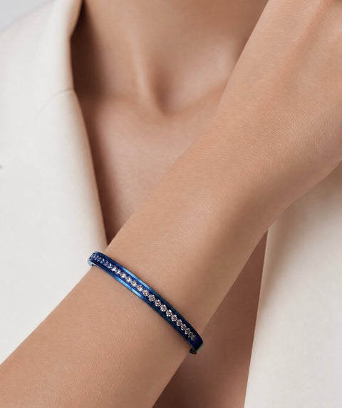BG333BL B.Tiff Eternity 25 Blue Sapphire Stainless Steel Bangle Bracelet