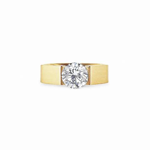 RG093G B.Tiff 2 ct Round Gold Plated Stainless Steel Solitaire Engagement Ring
