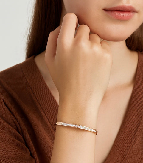 BG333RG B.Tiff Eternity 25 Rose Gold Plated Stainless Steel Bangle Bracelet