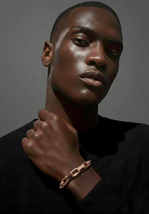 BG001RG B.Tiff Rose Gold High Polish Edge Paperclip Link Bracelet