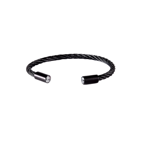 BG002B B.Tiff Classic Cable Black Anodized Stainless Steel Bangle Bracelet