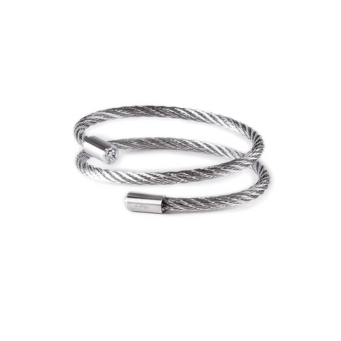 BG003W B.Tiff Double Wrapped Stainless Steel Cable Bangle Bracelet