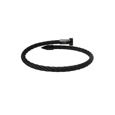 BG004B B.Tiff Black Pointe Cable Bangle Bracelet