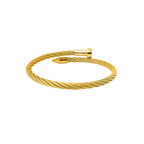 BG004G B.Tiff Gold Pointe Cable Bangle Bracelet