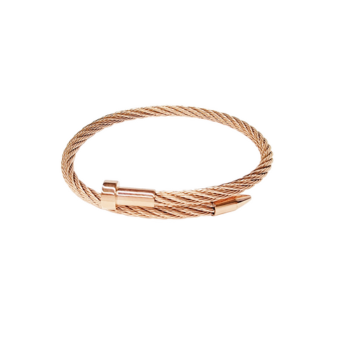 BG004RG B.Tiff Rose Gold Pointe Cable Bangle Bracelet