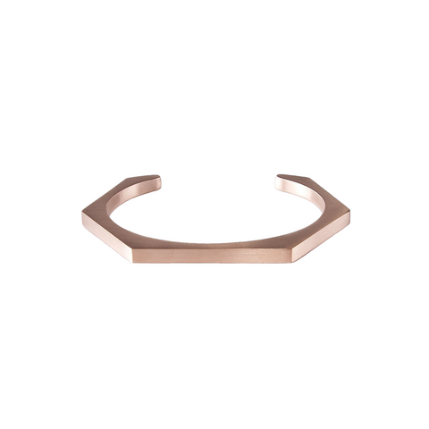 BG007RG B.Tiff Plain Rose Gold Plated Stainless Steel Hexagon Bangle Bracelet