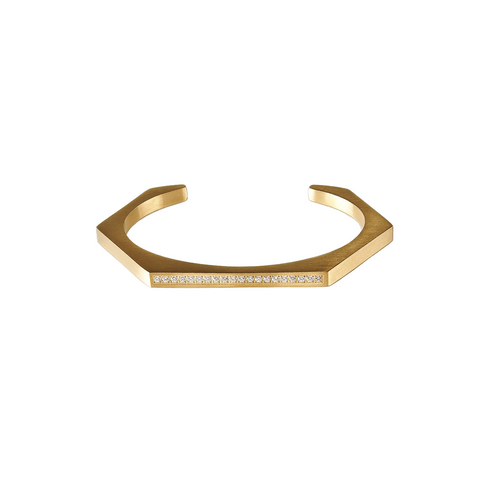 BG017G B.Tiff Pave' Gold Plated Stainless Steel Hexagon Bangle Bracelet