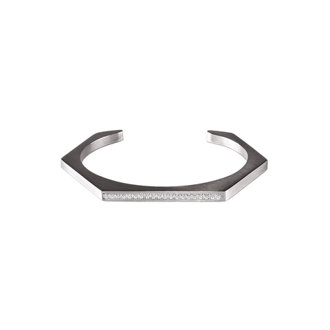 BG017W B.Tiff Pave' Stainless Steel Hexagon Bangle Bracelet