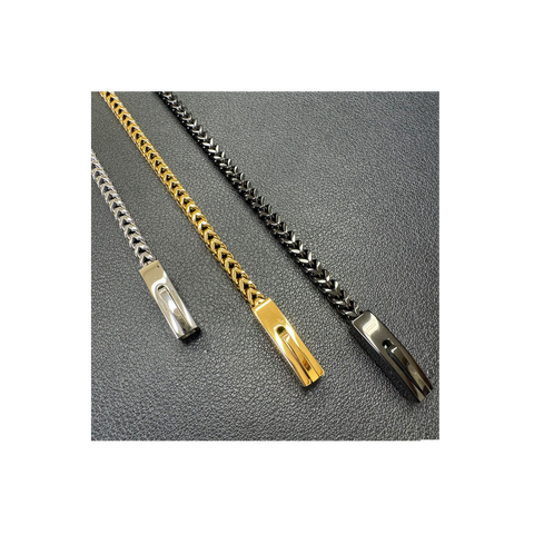 BG140B B.Tiff Black Anodized Franco Link Stainless Steel Bracelet