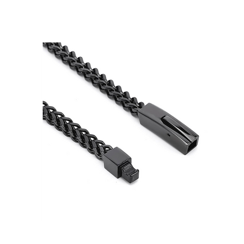 BG140B B.Tiff Black Anodized Franco Link Stainless Steel Bracelet