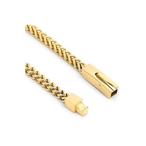 BG140G B.Tiff Gold Plated Franco Link Stainless Steel Bracelet