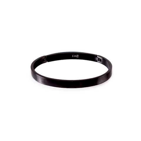 BG300B B.Tiff Simplicity Narrow Black Anodized Stainless Steel Bangle Bracelet