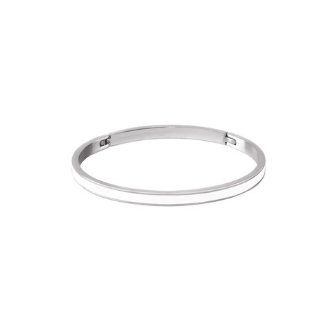 BG301WW B.Tiff "The Hamptons" White Enamel Stainless Steel Bangle Bracelet