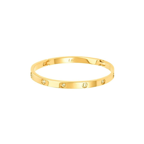 BG308GP B.Tiff 8-Stone High Polish Gold Plated Stainless Steel Star Bangle Bracelet